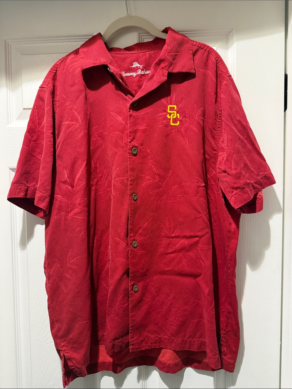 Tommy Bahama USC Red Short-Sleeve Button-Down Camp Shirt